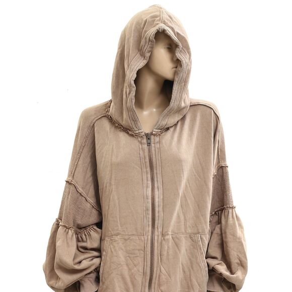 Free People Oversized Ribbed Sweatshirt Top Balloon Sleeve Slouchy S NWD 283631 - Picture 2 of 11